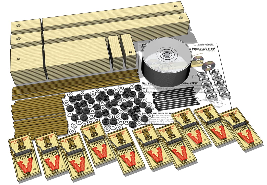 Basic II Mousetrap Car Kit: parts