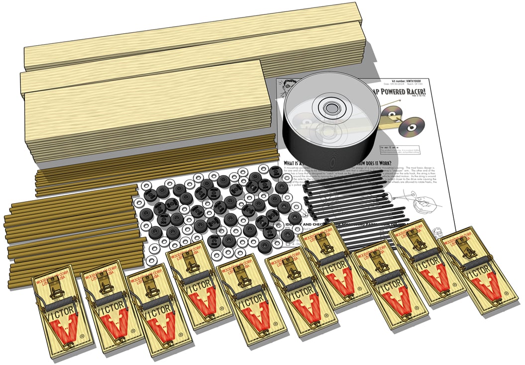 build your own mousetrap car kit: parts