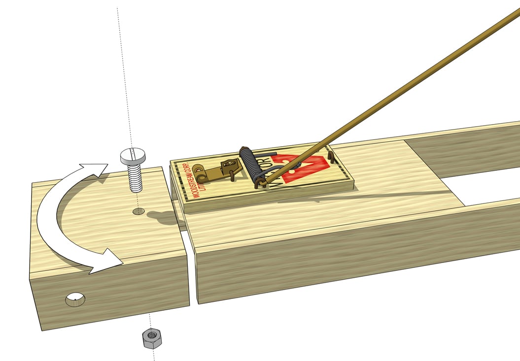 mousetrap car adjustable steering setup