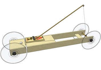 mousetrap, rubber band, and balloon powered racer kits