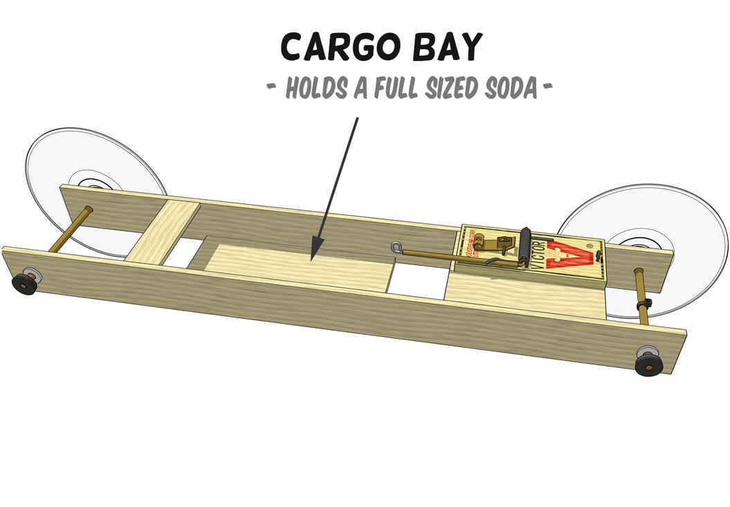 Can-Dew mousetrap car kit: cargo bay