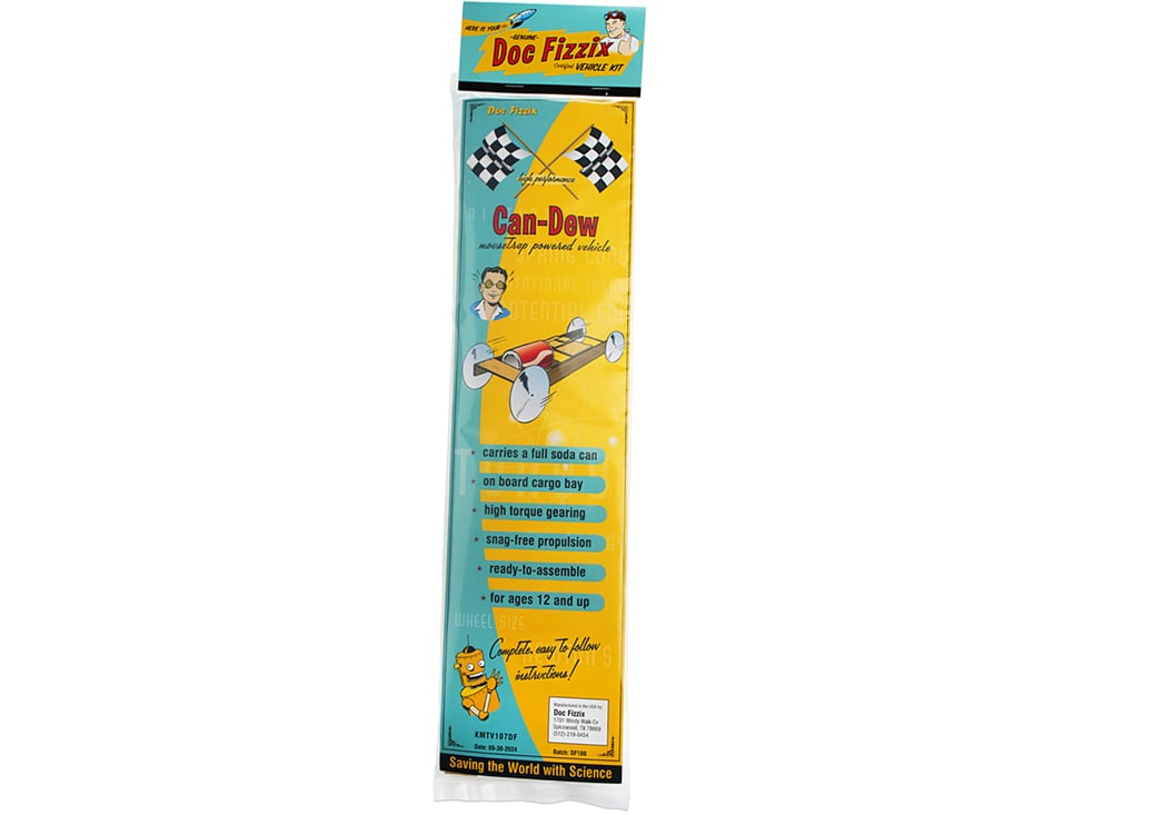 Can-Dew mousetrap car kit: packaging