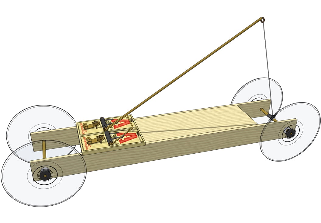 Double-Trouple: twin powered mousetrap car kit