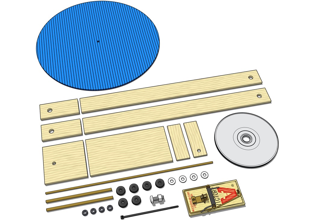 The Big Cheese Mousetrap Car Kit: parts