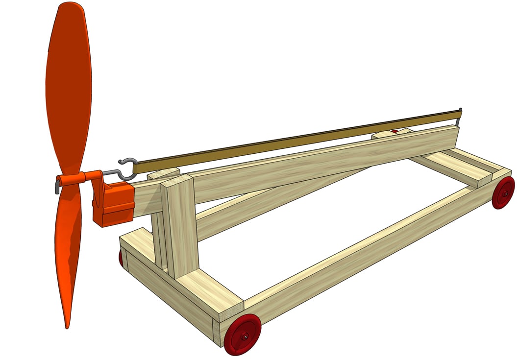The Zephyr rubber band racer kit