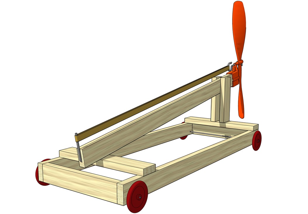 The Zephyr rubber band racer kit
