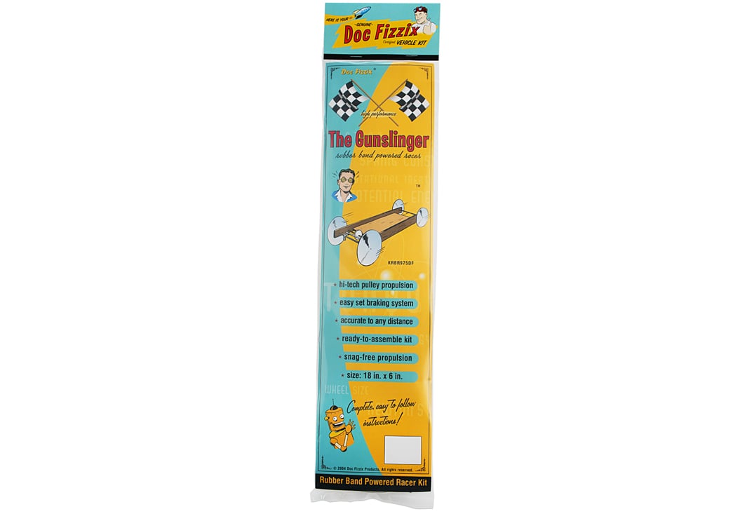 The Gunslinger rubber band racer: packaging