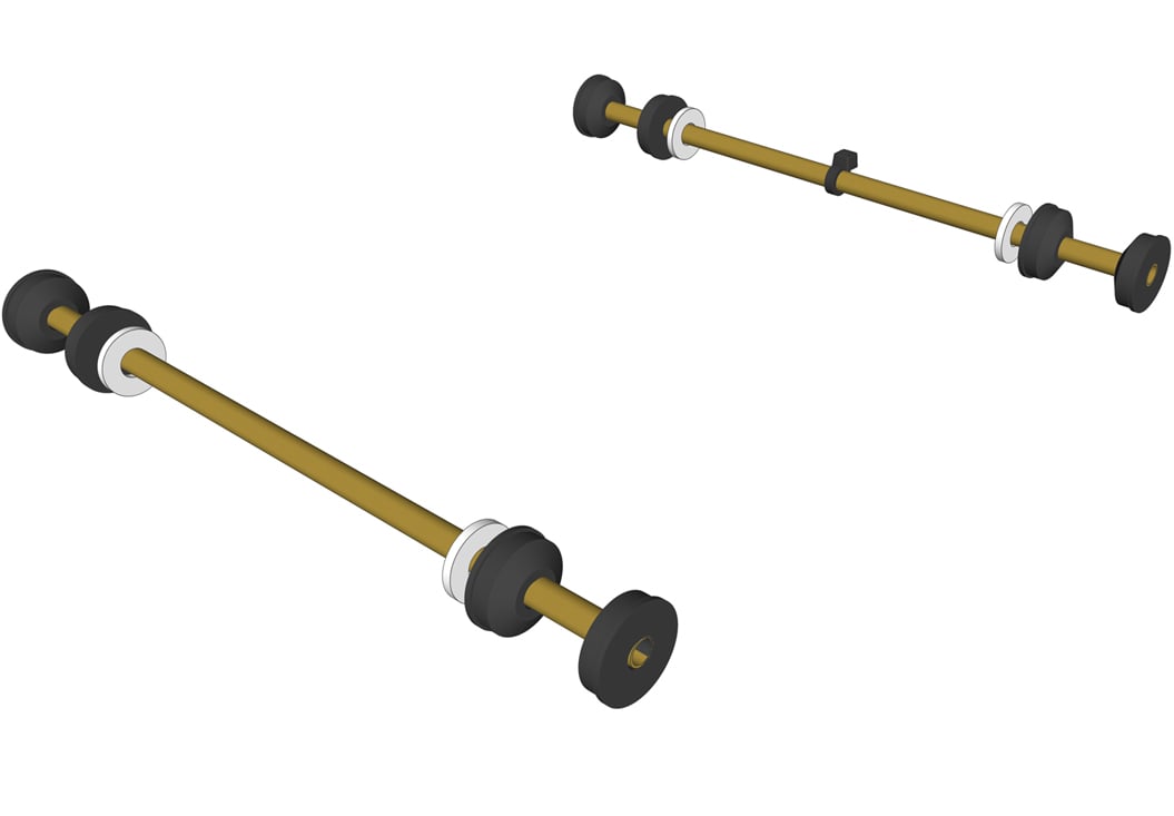 Low inertia, brass axle setup