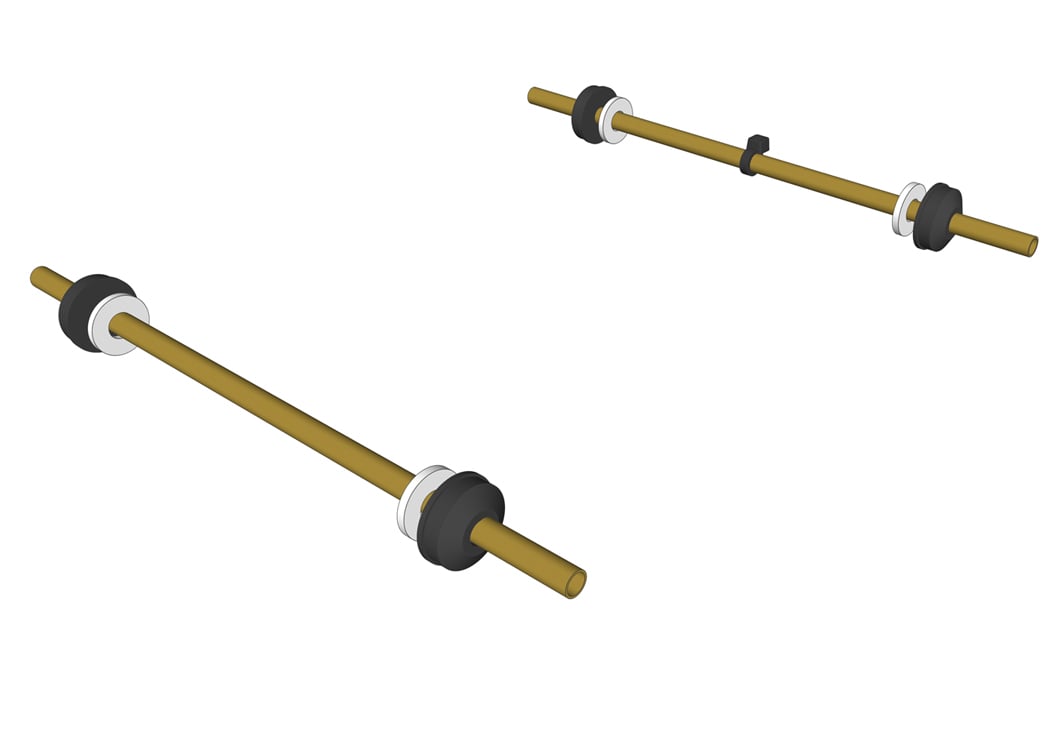 Low inertia, brass axle setup