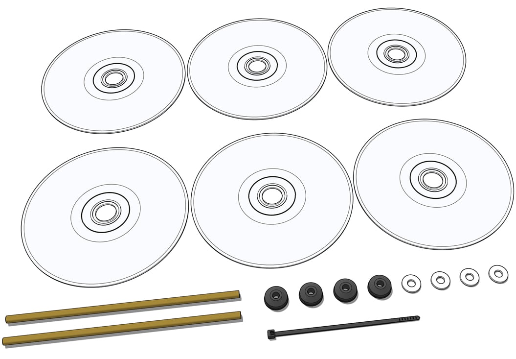 low-inertia wheel and axle setup: parts