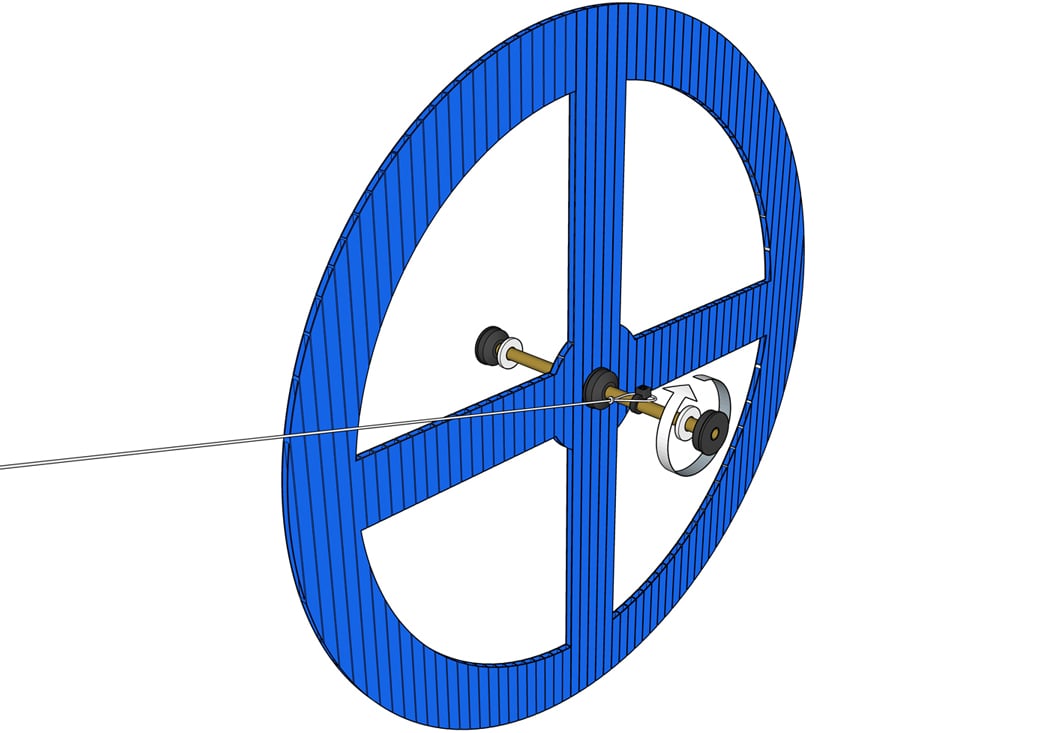 Mousetrap car easy-wind, snag-free propulsion system