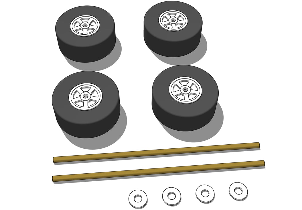 Ultra Sticky Foam Wheels and Axle Set: parts