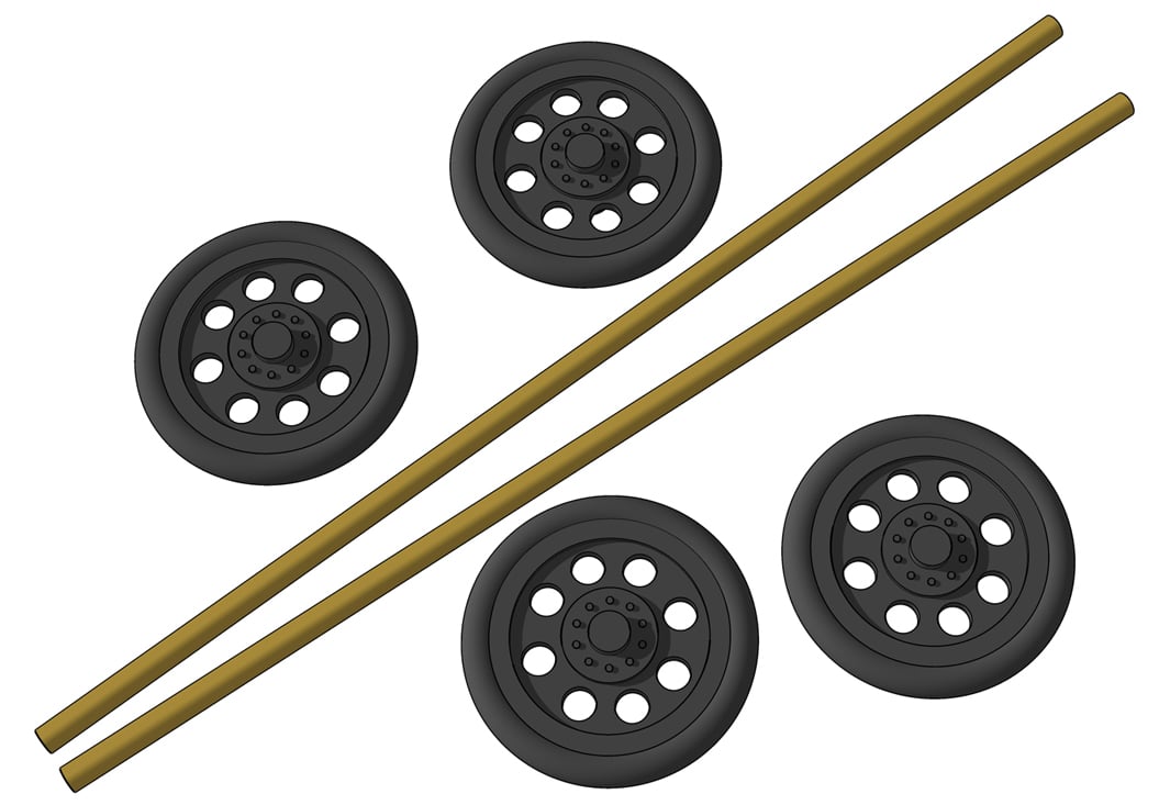 XL2 Dragster Front Wheels and Axle Set